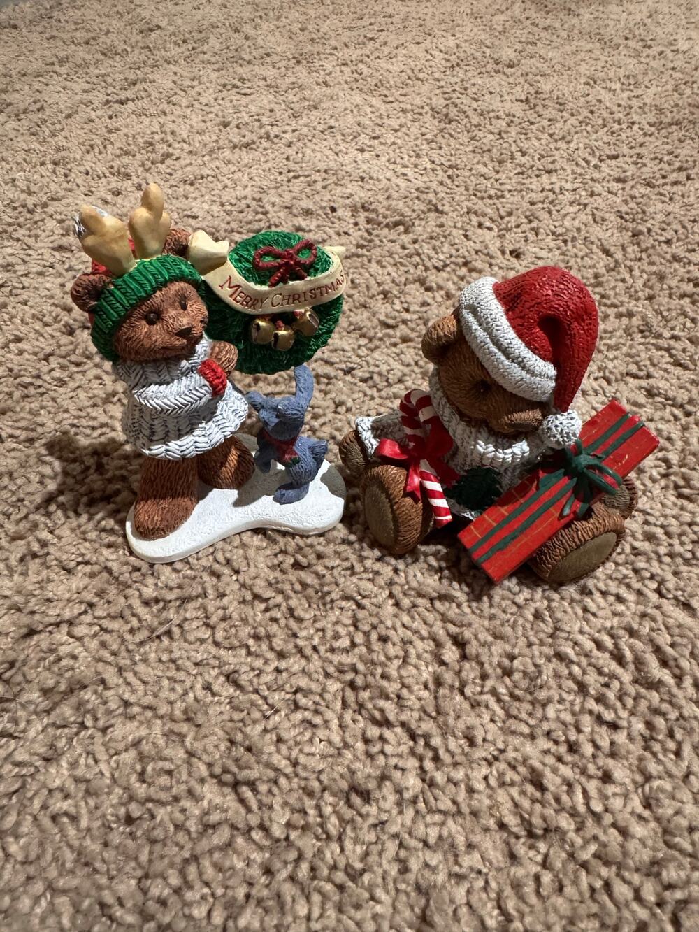 Set of 2 Vintage Teddy Bear Tales Figurines Holiday Christmas 4" H